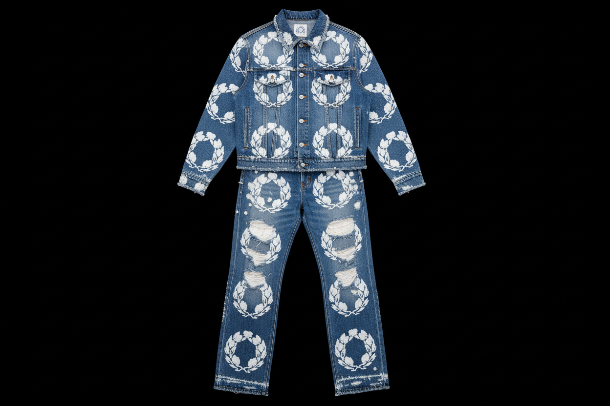 denim tears set with black background