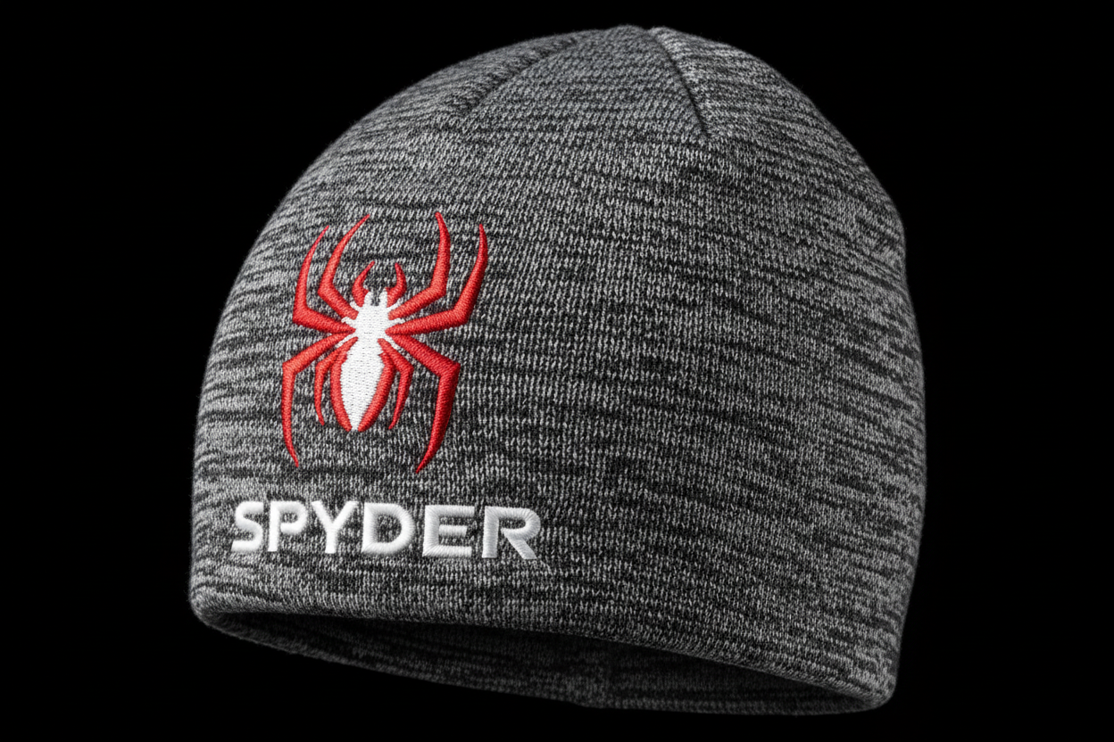 spyder hoodie brand but than a beanie with black background]